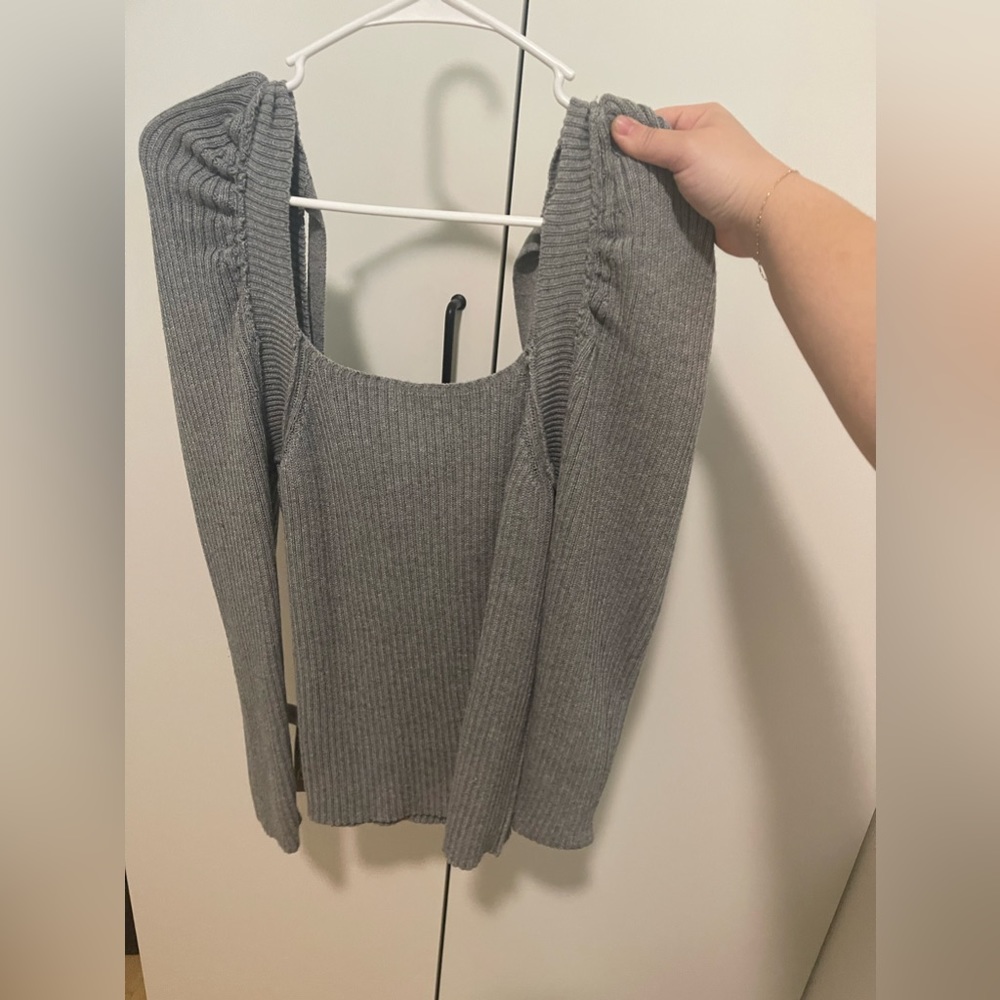 Gray squareneck sweater
